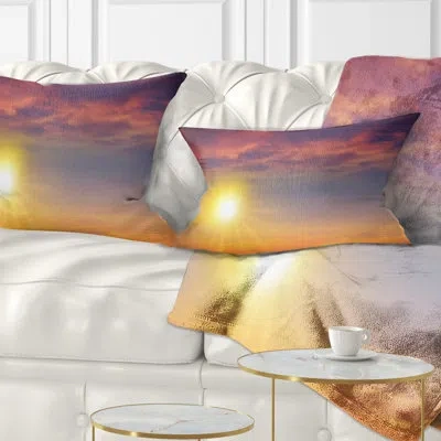 Design Art Landscape Printed Beautiful Panoramic Sunset Lumbar Pillow