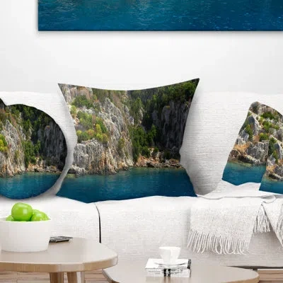 Design Art Landscape Printed Beautiful Turkey Tropical Beach Pillow In Blue