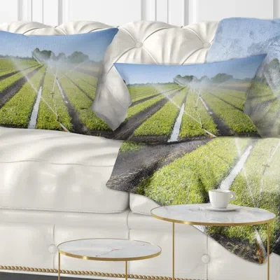 Design Art Landscape Printed Beautiful View Of Crops Watering Lumbar Pillow