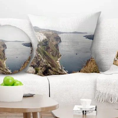 Design Art Landscape Printed Beautiful View Of Santorini Island Pillow In Blue;black;brown;green;red;yellow
