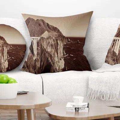 Design Art Landscape Printed Bixby Bridge View Panorama Pillow In Blue;black;brown;green;red;yellow