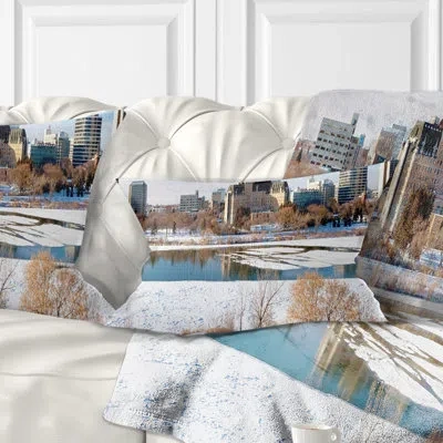 Design Art Landscape Printed City Of Saskatoon Winter Panoramic Lumbar Pillow
