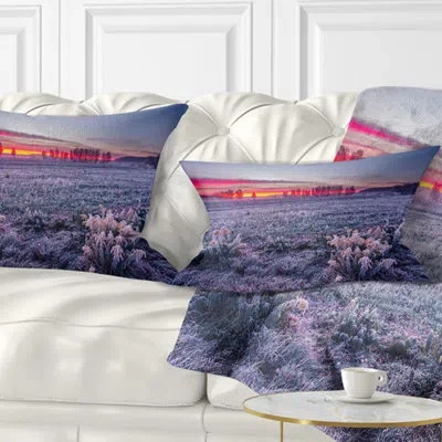 Design Art Landscape Printed Colorful Cold Frosty Morning Lumbar Pillow