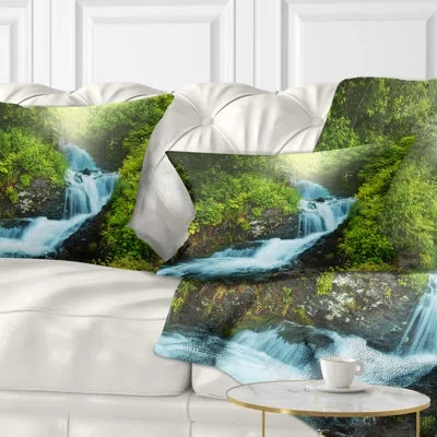 Design Art Landscape Printed Creek In Rain Forest Lumbar Pillow
