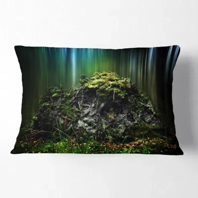Design Art Landscape Printed Dark Forest On Snowy Morning Lumbar Pillow