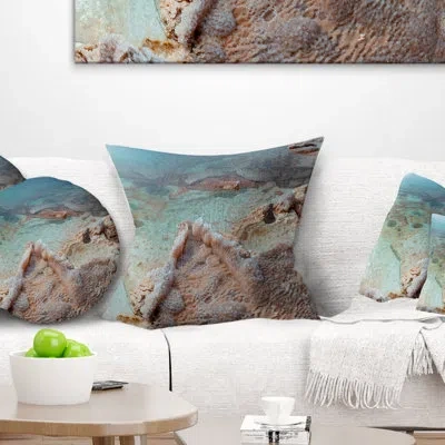 Design Art Landscape Printed Dead Sea Shore With Crystallized Salt Pillow In Blue;black;brown;green;red;yellow