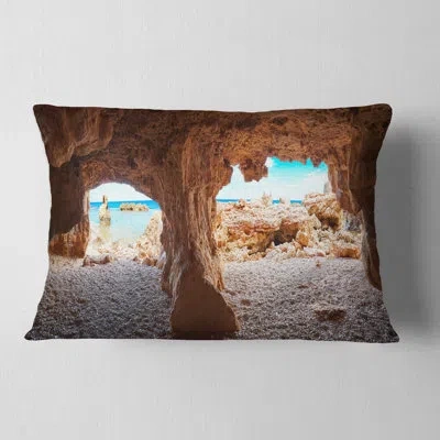 Design Art Landscape Printed Denia Las Rotas Beach Caves Lumbar Pillow