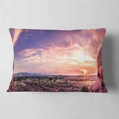 Design Art Landscape Printed Evening Sky Over Phoenix Arizona Lumbar Pillow