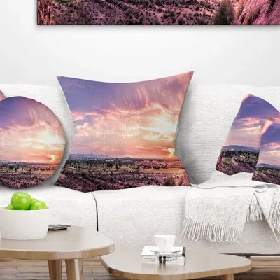 Design Art Landscape Printed Evening Sky Over Phoenix Arizona Pillow In Red