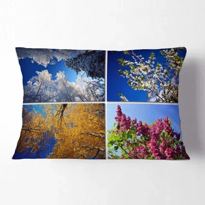 Design Art Landscape Printed Four Seasons Of Nature Collage Lumbar Pillow