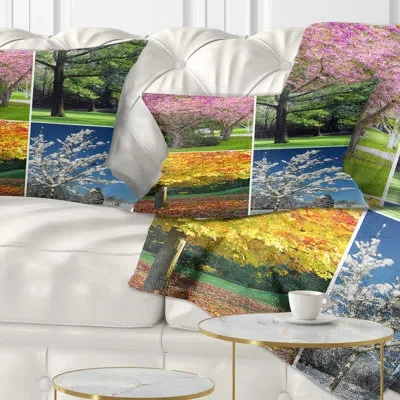 Design Art Landscape Printed Four Seasons Trees Collage Lumbar Pillow