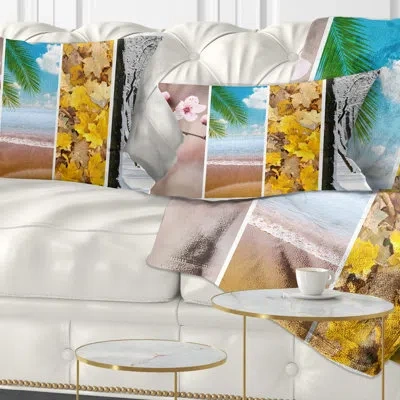 Design Art Landscape Printed Four Seasons World Collage Lumbar Pillow
