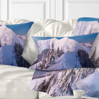 Design Art Landscape Printed Frosty Winter Carpathians View Lumbar Pillow