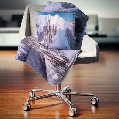 Design Art Landscape Printed Frosty Winter Carpathians View Pillow In Blue;white