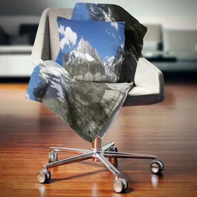 Design Art Landscape Printed Glacier Nearby Chamonix Panorama Pillow In White