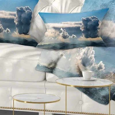 Design Art Landscape Printed Heavy Clouds In Sky Panoramic View Lumbar Pillow