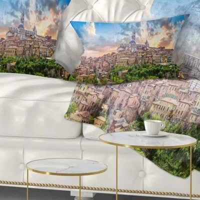 Design Art Landscape Printed Historic City Of Siena Panoramic View Lumbar Pillow