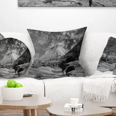 Design Art Landscape Printed Layers Of Rock With Clouds Pillow In Red