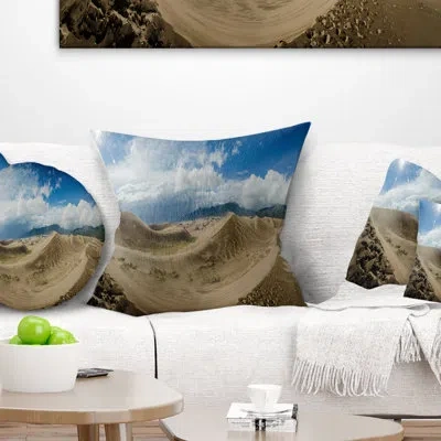 Design Art Landscape Printed Massive Sand Dunes Panorama Pillow In Green