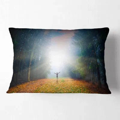 Design Art Landscape Printed Men And Bright Sunlight Panorama Lumbar Pillow