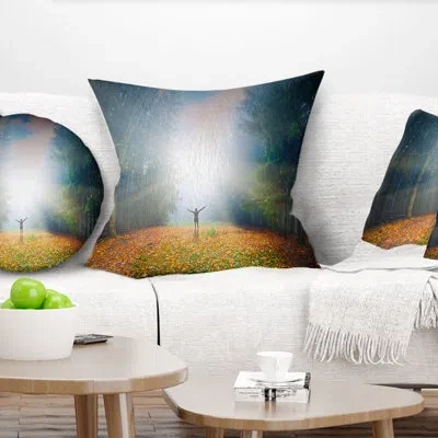 Design Art Landscape Printed Men And Bright Sunlight Panorama Pillow In Blue;black;brown;green;red;yellow