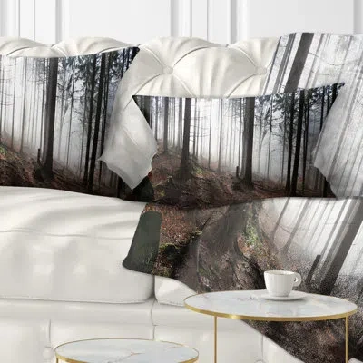 Design Art Landscape Printed Misty Forest Morning Panorama Lumbar Pillow
