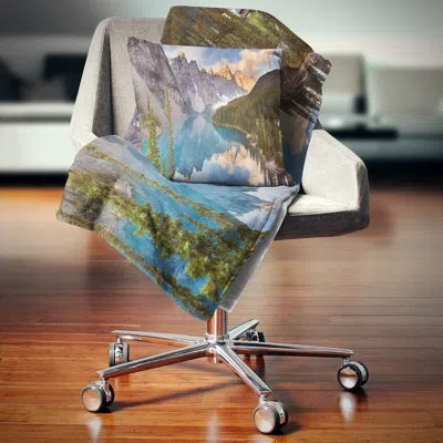 Design Art Landscape Printed Moraine Lake In Banff Park Canada Pillow In Blue;black;brown;green;red;yellow