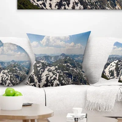 Design Art Landscape Printed Mountains In Spring Panorama Pillow In Blue