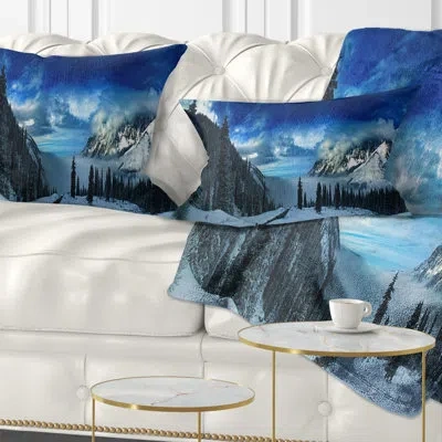 Design Art Landscape Printed Panorama Of Snowy Mountains Lumbar Pillow