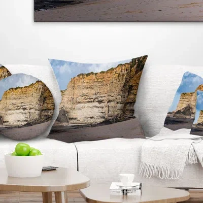 Design Art Landscape Printed Portuguese Atlantic Coast Panorama Pillow In Blue;orange