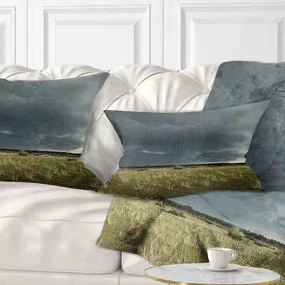 Design Art Landscape Printed Rainy Cloud Over Pasture Lumbar Pillow