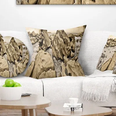 Design Art Landscape Printed Rocky Praslin Seychelles Panorama Pillow In Blue;white