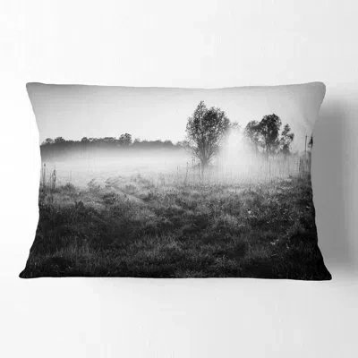 Design Art Landscape Printed Rural Meadow In Mist Lumbar Pillow