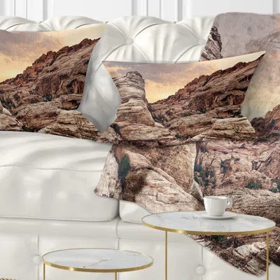 Design Art Landscape Printed Scenic Rock Canyon In Nevada Square Pillow Cover & Insert