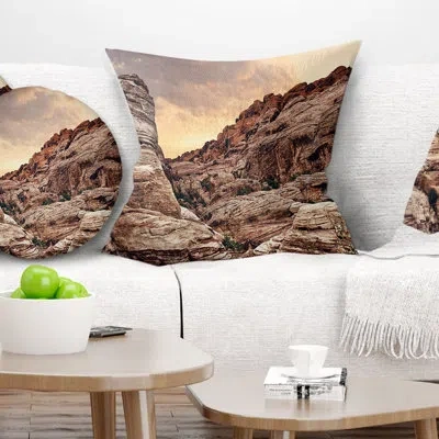 Design Art Landscape Printed Scenic Rock Canyon Square Pillow Cover & Insert In Red