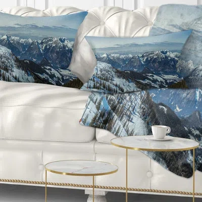 Design Art Landscape Printed Ski Slope Panoramic View Lumbar Pillow