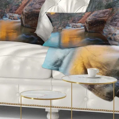 Design Art Landscape Printed Slow Motion Virgin River At Zion Lumbar Pillow