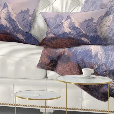 Design Art Landscape Printed Snowy Tatra Mountains In Spring Lumbar Pillow