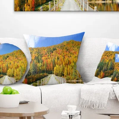 Design Art Landscape Printed Stowe Countryside View Panorama Pillow In Green;orange
