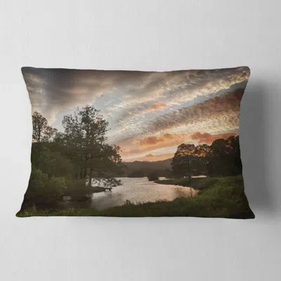 Design Art Landscape Printed Sunset Over Rydal Waters Lumbar Pillow