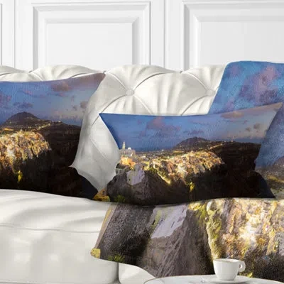 Design Art Landscape Printed Thira Santorini Greece Panorama Lumbar Pillow