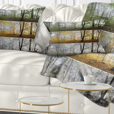 Design Art Landscape Printed Three Seasons Forest Panorama Lumbar Pillow