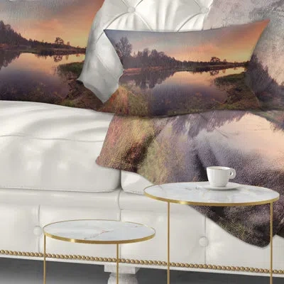 Design Art Landscape Printed Tinged Spring Mountains Throw Pillow