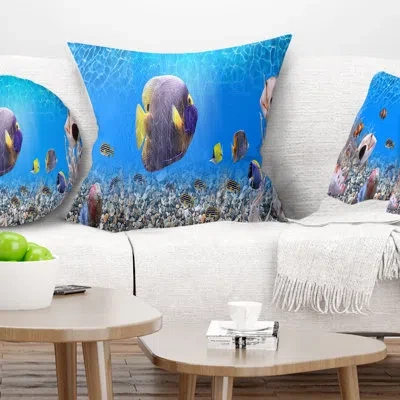 Design Art Landscape Printed Underwater Universe Panorama Pillow In Blue;black;brown;green;red;yellow