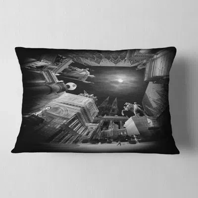 Design Art Landscape Printed Vienna Top View Collage Throw Pillow In Black;white