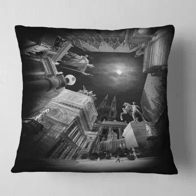Design Art Landscape Printed Vienna Top View Collage Throw Pillow In Black;white