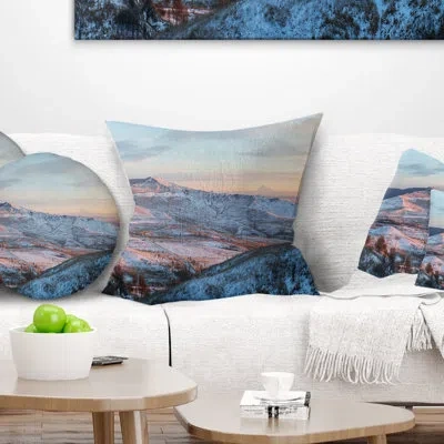 Design Art Landscape Printed View From Mount Strizhament Pillow In Blue;white