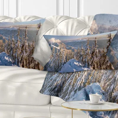 Design Art Landscape Printed Winter Carpathians Panoramic View Lumbar Pillow