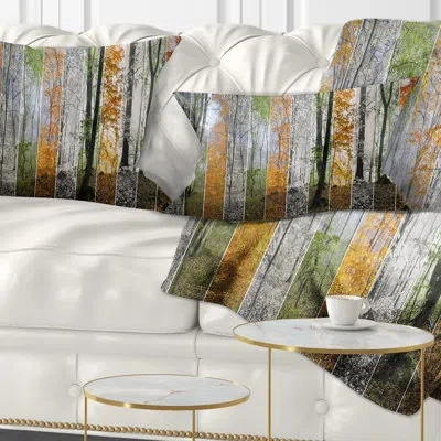Design Art Landscape Printed Wood Panorama Changing Seasons Rectangular Pillow Cover & Insert