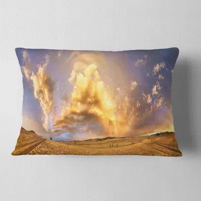 Design Art Landscape Rainbow At Sunset After Storm Lumbar Pillow